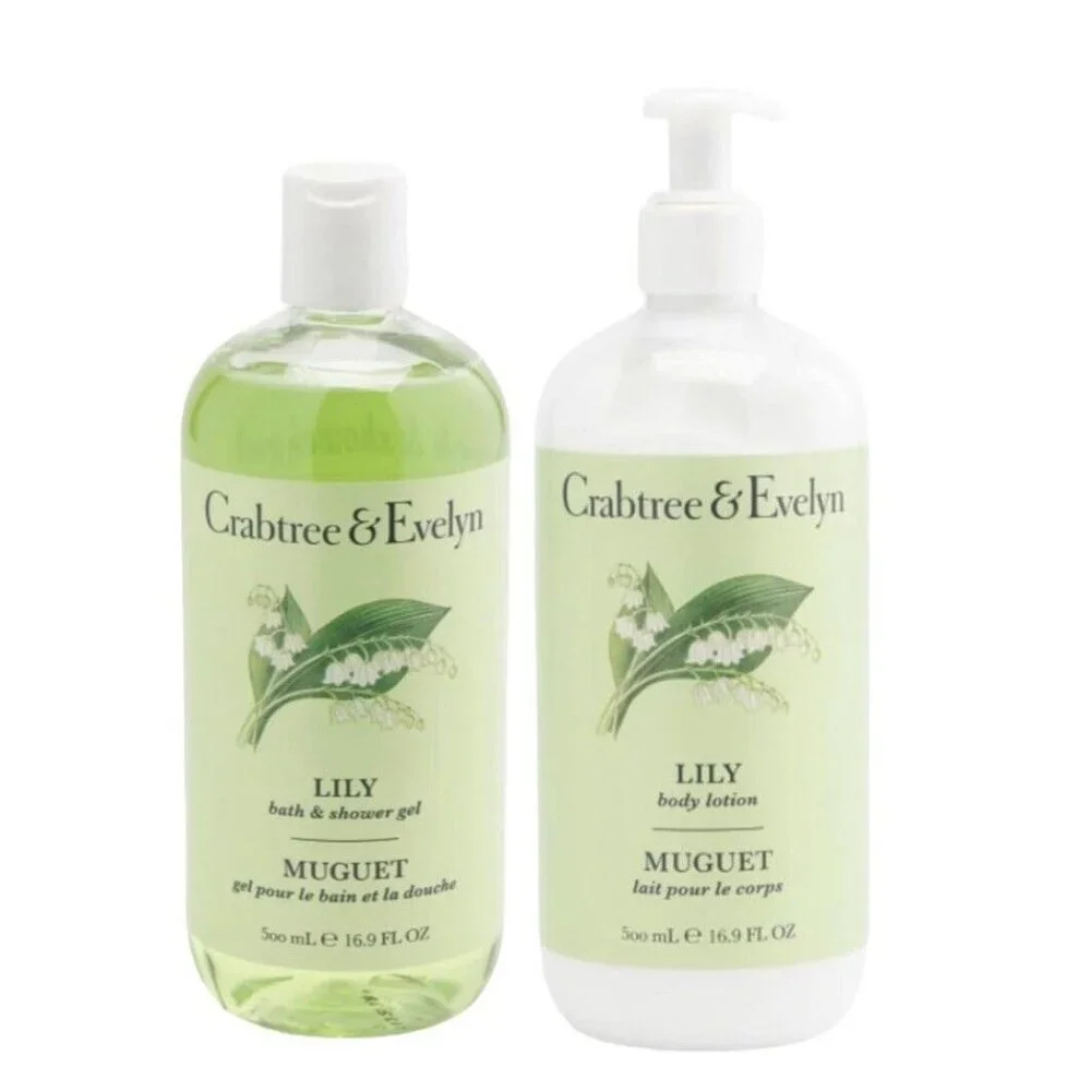 Crabtree & Evelyn Lily Bath Shower Gel & Body Lotion Set 16.9 oz each - Picture 1 of 3